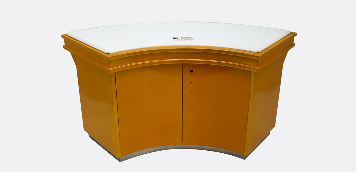 curved wooden jewelry showcase