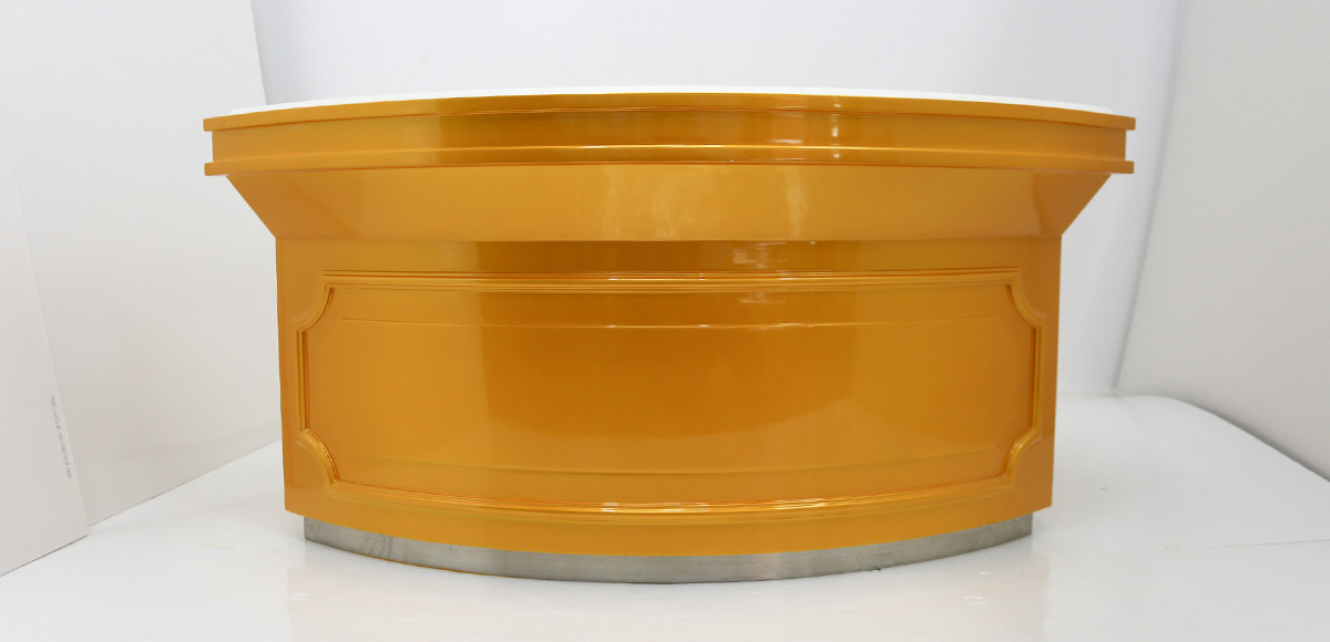 curved wooden jewelry showcase