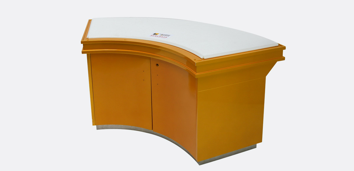 curved wooden jewelry showcase