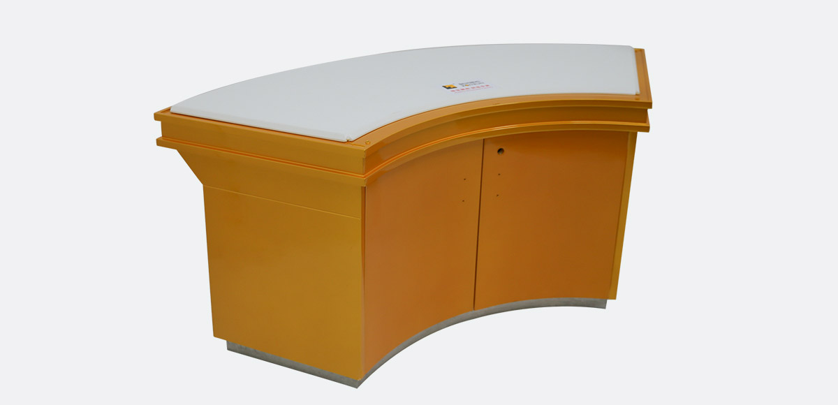 curved wooden jewelry showcase