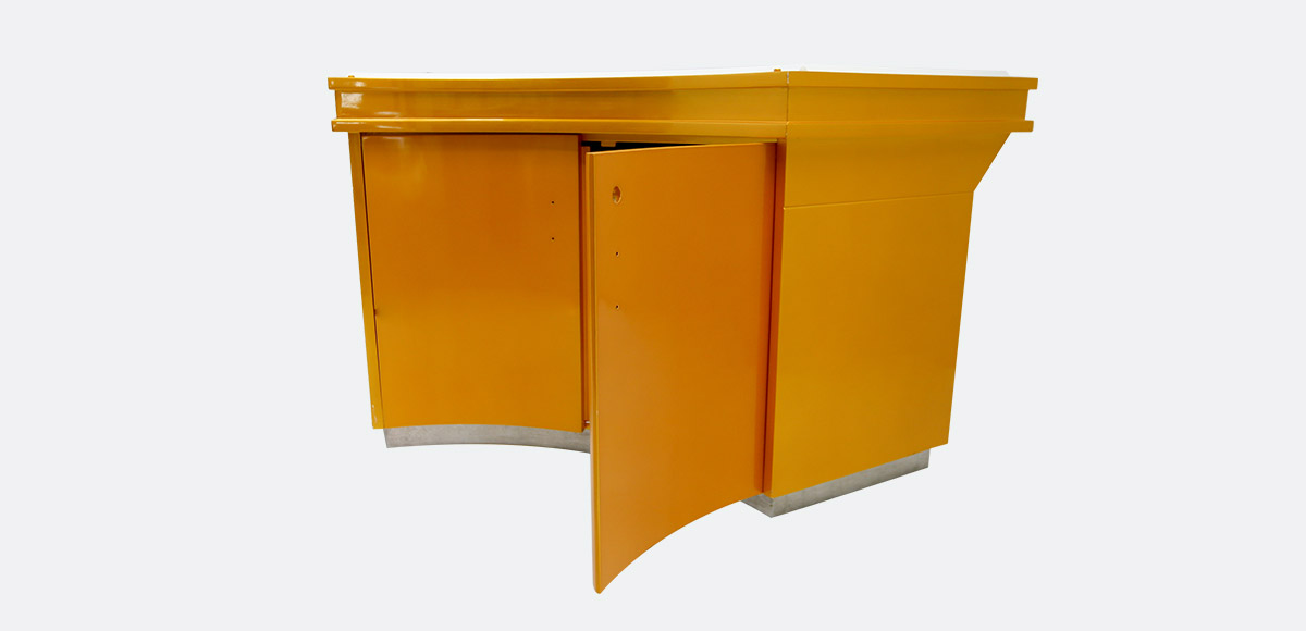 curved wooden jewelry showcase