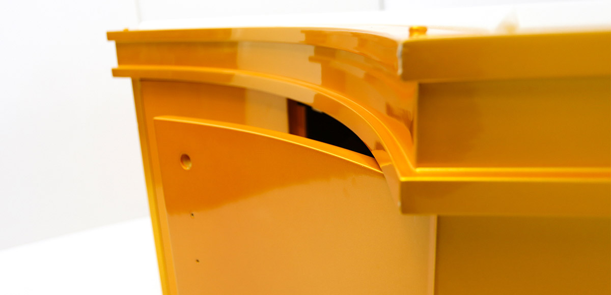 curved wooden jewelry showcase