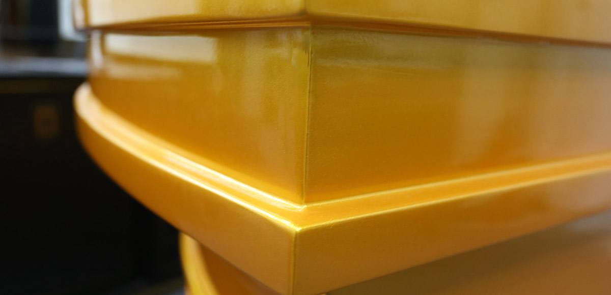 curved wooden jewelry showcase