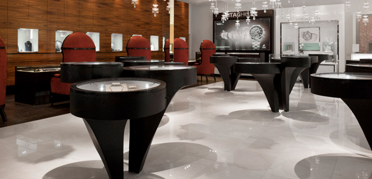 BLACK ROUND WATCH DISPLAY SHOWCASE WITH LIGHT