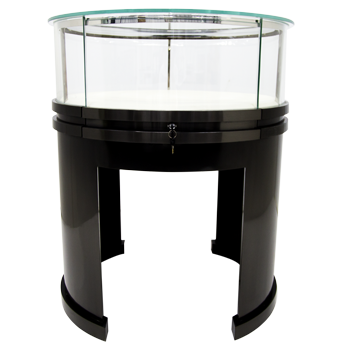 BLACK ROUND WATCH DISPLAY SHOWCASE WITH LIGHT