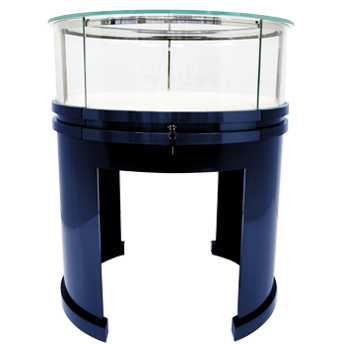 golden ROUND WATCH DISPLAY SHOWCASE WITH LIGHT